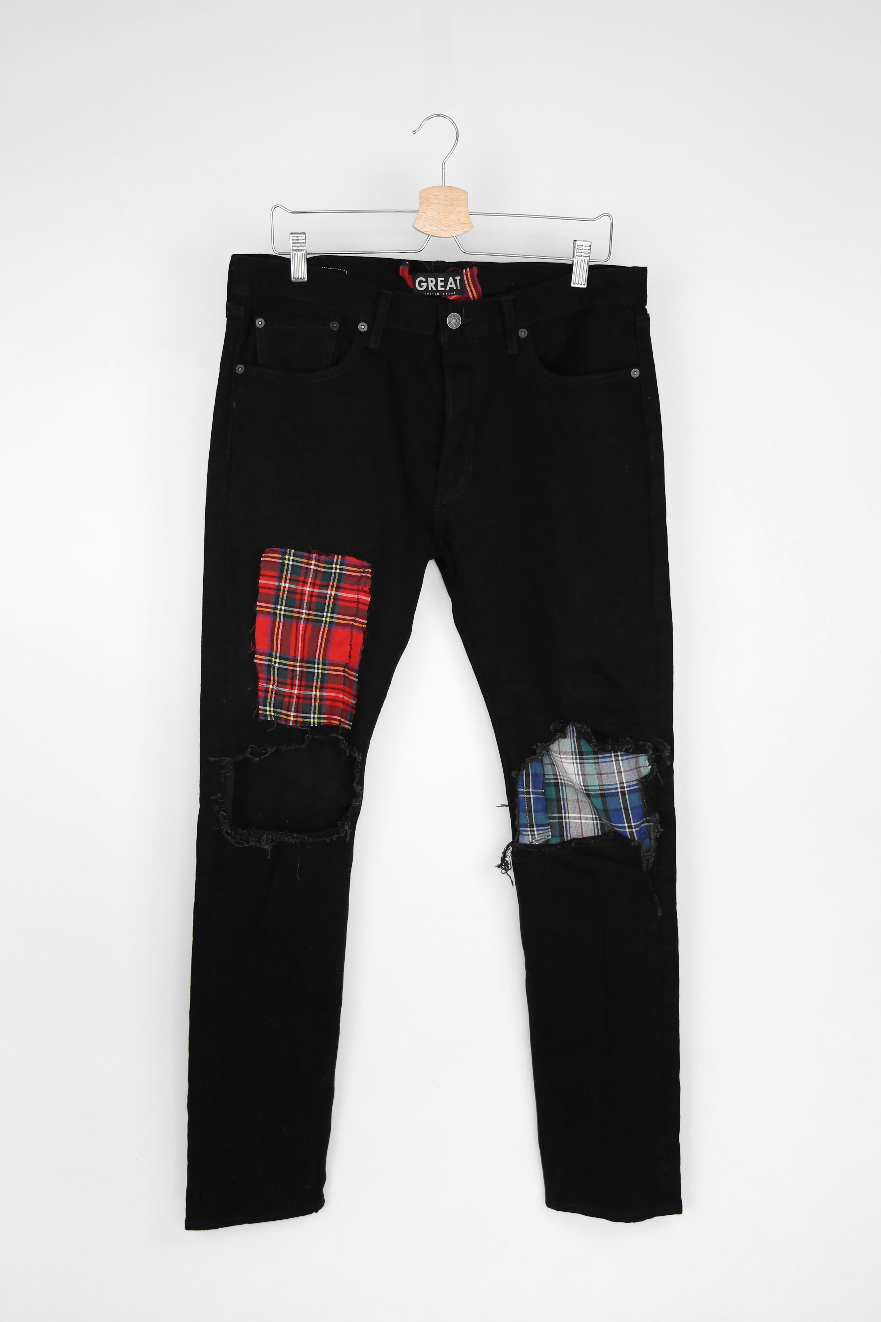 Oversized Plaid Patch Jean