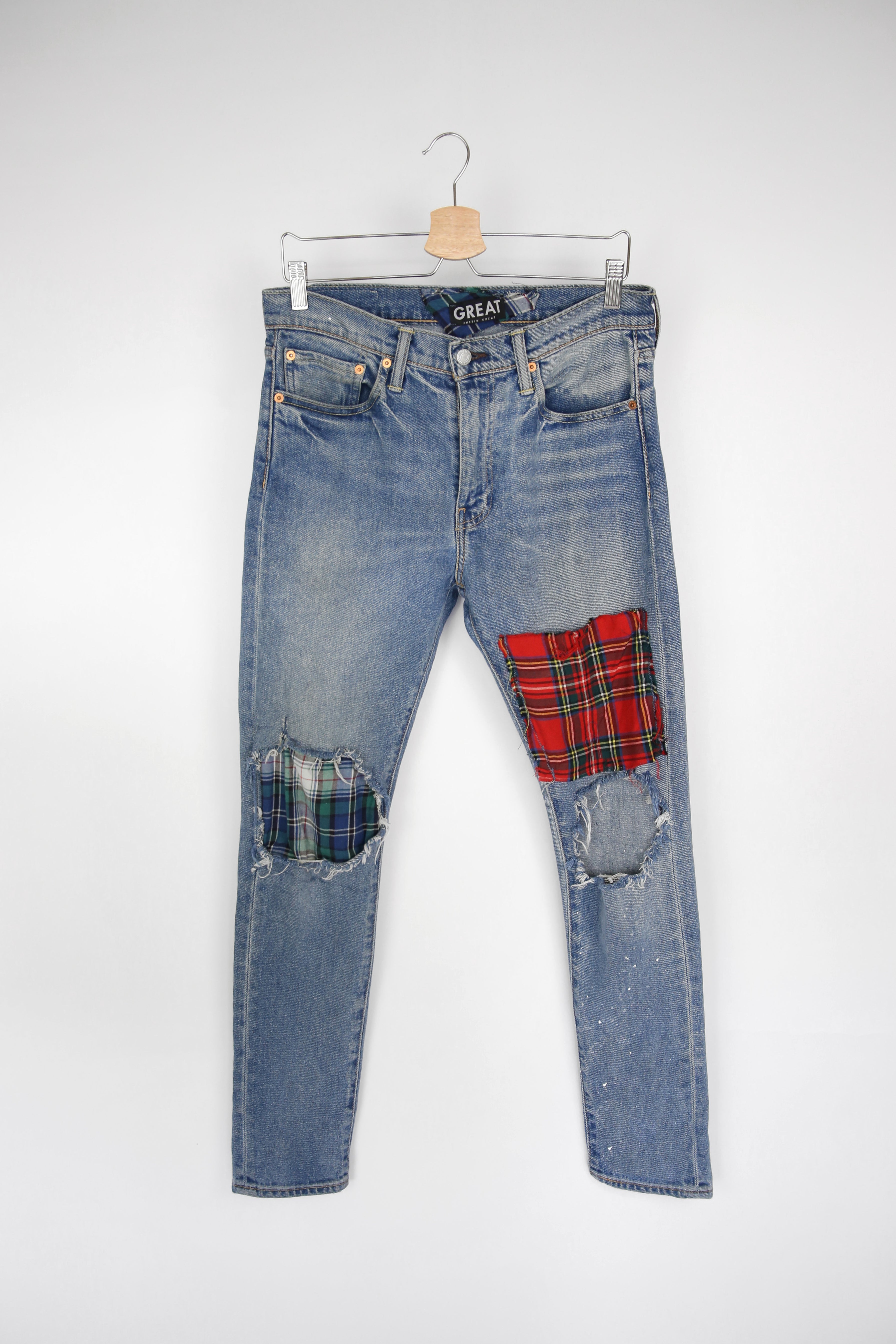 Oversized Plaid Patch Jean